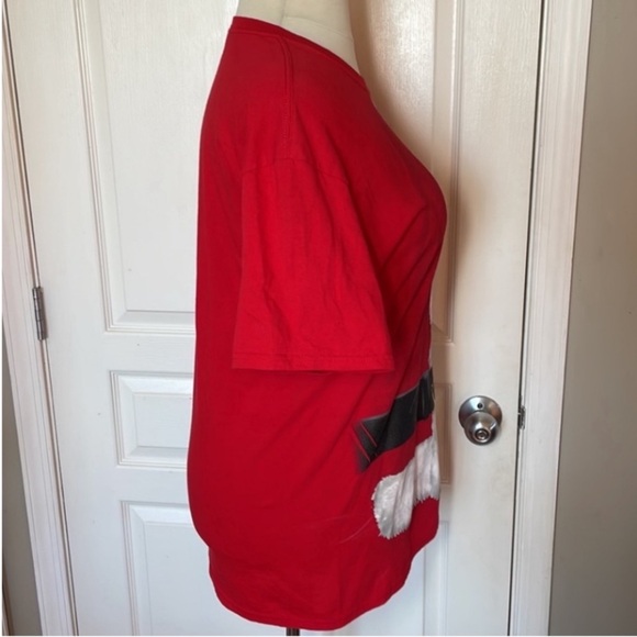 Dec.25th Christmas T-Shirt Santa Suit Holiday Red White Black Gray Gold Fur Belt - Picture 7 of 16